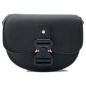 Christian Dior Gallop Leather Shoulder Bag Black